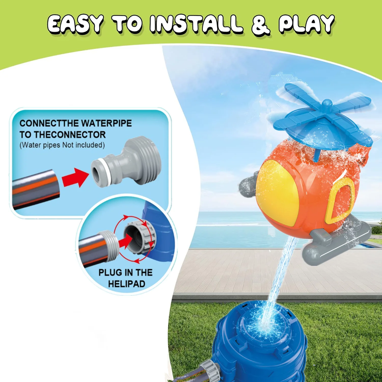 Helicopter Sprinkler Water Toy - огляд і ціна Gardening Tools Girls